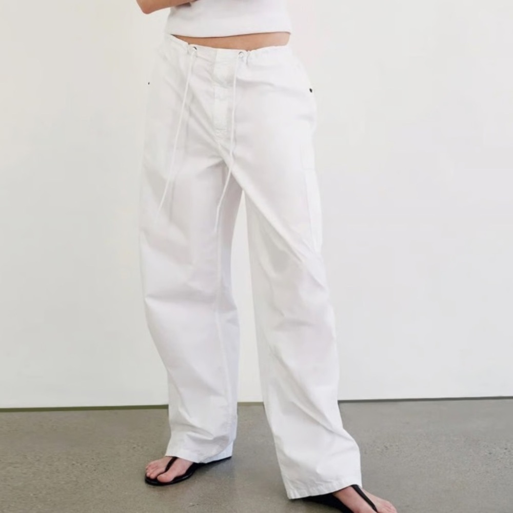 EUC NILI LOTAN Lisbon Cargo - Parachute Pants White Size Large Retail $495.00